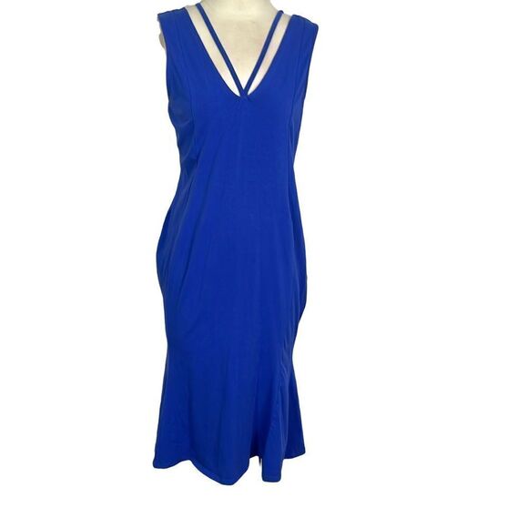 ASOS Sleeveless Blue Mermaid Style Midi Dress Size 10 - Picture 1 of 9